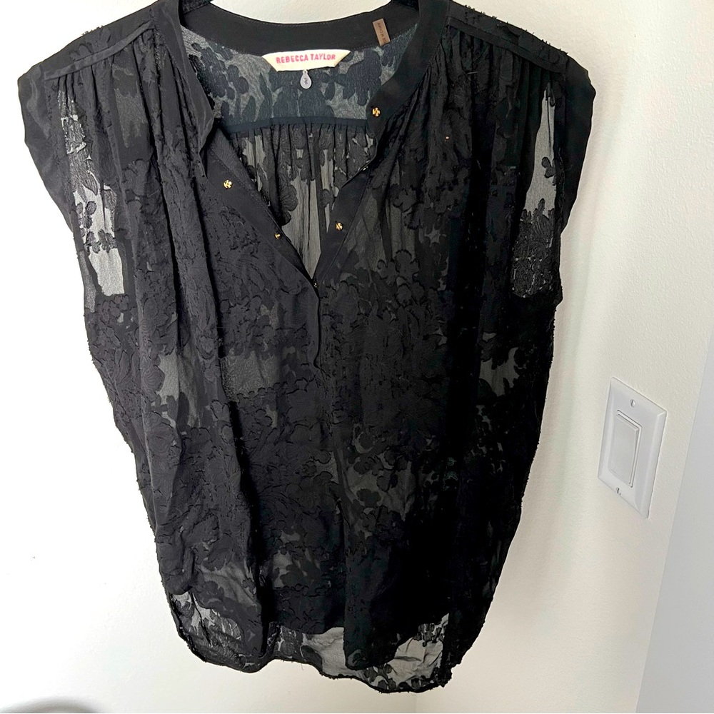 Rebecca Taylor Black Lace Blouse